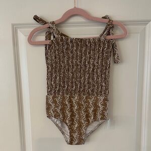 Minnow Swim - floral smocked one piece - size 3/4T